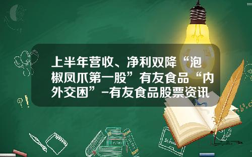上半年营收、净利双降“泡椒凤爪第一股”有友食品“内外交困”-有友食品股票资讯最新