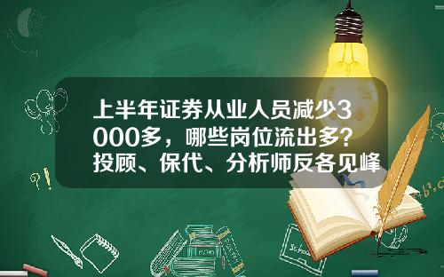 上半年证券从业人员减少3000多，哪些岗位流出多？投顾、保代、分析师反各见峰值-大同证券的佣金是多少