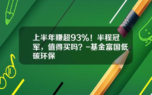上半年赚超93%！半程冠军，值得买吗？-基金富国低碳环保
