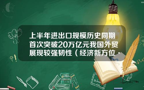 上半年进出口规模历史同期首次突破20万亿元我国外贸展现较强韧性（经济新方位·年中数据观察）-中国经纪公司数量