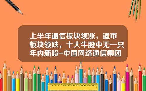 上半年通信板块领涨，退市板块领跌，十大牛股中无一只年内新股-中国网络通信集团公司股票代码