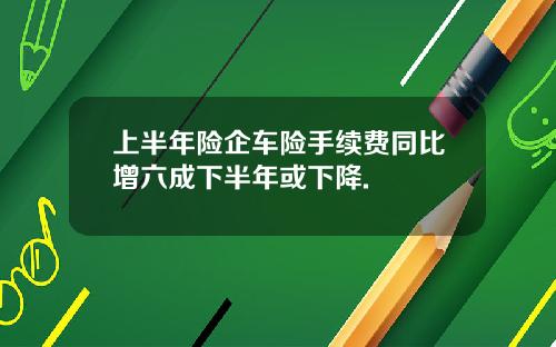 上半年险企车险手续费同比增六成下半年或下降.