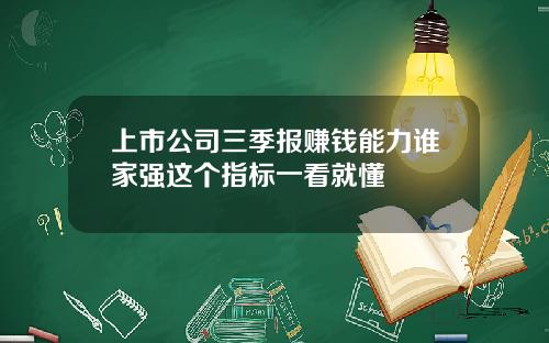 上市公司三季报赚钱能力谁家强这个指标一看就懂