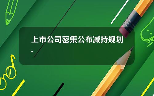上市公司密集公布减持规划.