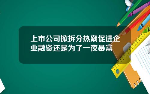 上市公司掀拆分热潮促进企业融资还是为了一夜暴富