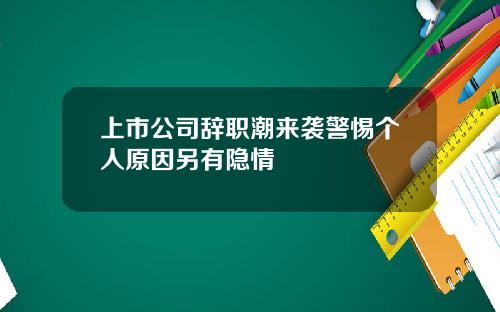 上市公司辞职潮来袭警惕个人原因另有隐情