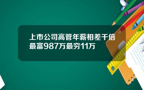 上市公司高管年薪相差千倍最富987万最穷11万