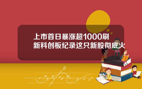 上市首日暴涨超1000刷新科创板纪录这只新股彻底火