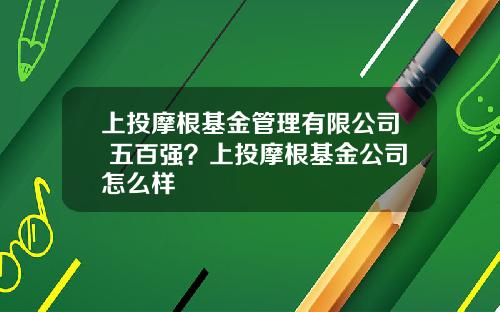 上投摩根基金管理有限公司 五百强？上投摩根基金公司怎么样