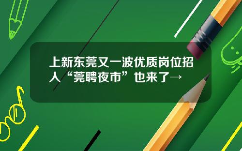 上新东莞又一波优质岗位招人“莞聘夜市”也来了→