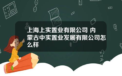 上海上实置业有限公司 内蒙古中实置业发展有限公司怎么样