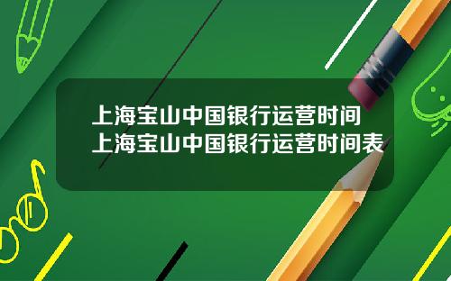 上海宝山中国银行运营时间上海宝山中国银行运营时间表