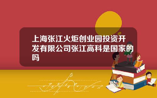 上海张江火炬创业园投资开发有限公司张江高科是国家的吗