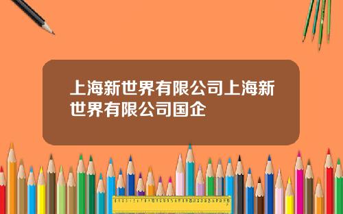 上海新世界有限公司上海新世界有限公司国企