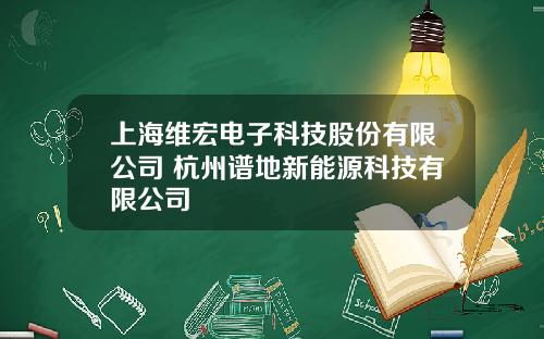 上海维宏电子科技股份有限公司 杭州谱地新能源科技有限公司