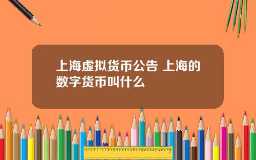 上海虚拟货币公告 上海的数字货币叫什么