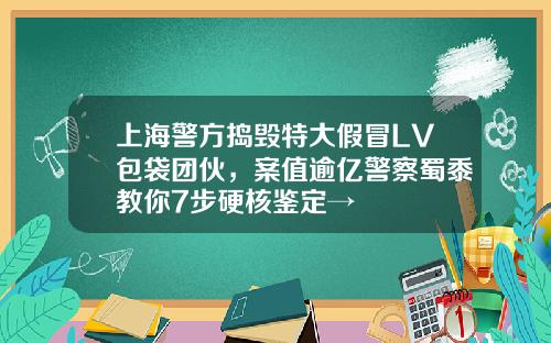 上海警方捣毁特大假冒LV包袋团伙,案值逾亿警察蜀黍教你7步硬核鉴定→
