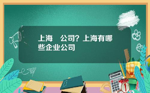 上海   公司？上海有哪些企业公司