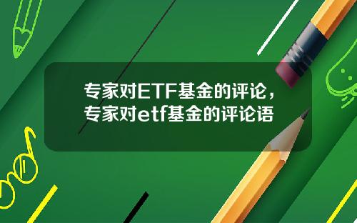 专家对ETF基金的评论,专家对etf基金的评论语