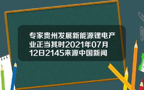 专家贵州发展新能源锂电产业正当其时2021年07月12日2145来源中国新闻网11