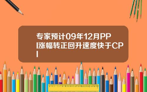专家预计09年12月PPI涨幅转正回升速度快于CPI