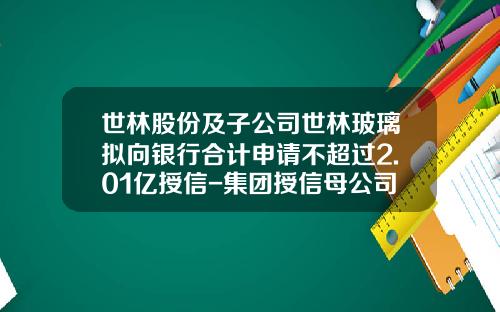 世林股份及子公司世林玻璃拟向银行合计申请不超过2.01亿授信-集团授信母公司担保类调查报告