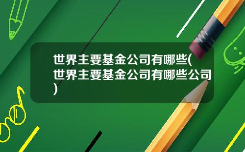 世界主要基金公司有哪些(世界主要基金公司有哪些公司)