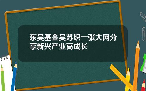 东吴基金吴苏织一张大网分享新兴产业高成长