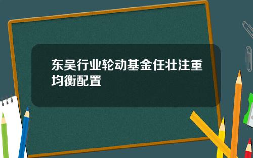 东吴行业轮动基金任壮注重均衡配置