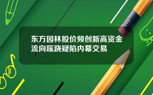 东方园林股价频创新高资金流向蹊跷疑陷内幕交易