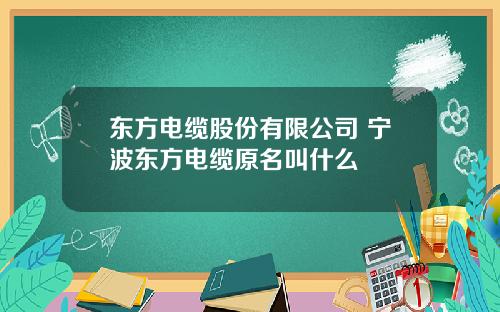 东方电缆股份有限公司 宁波东方电缆原名叫什么