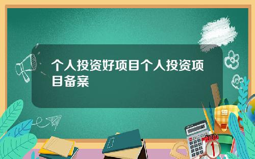 个人投资好项目个人投资项目备案