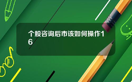 个股咨询后市该如何操作16