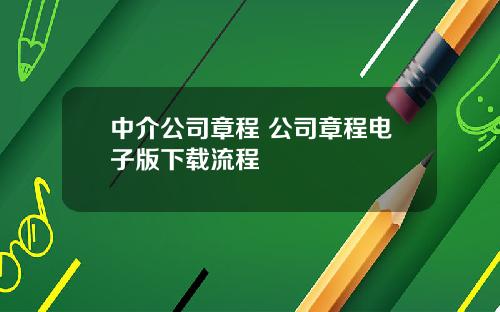 中介公司章程 公司章程电子版下载流程