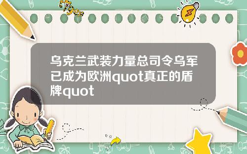 乌克兰武装力量总司令乌军已成为欧洲quot真正的盾牌quot