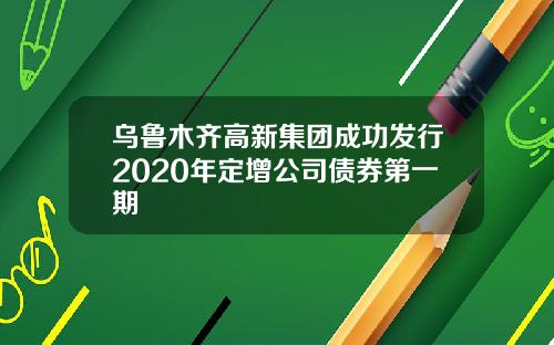 乌鲁木齐高新集团成功发行2020年定增公司债券第一期