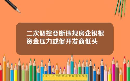 二次调控要断违规房企银根资金压力或促开发商低头