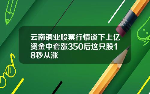 云南铜业股票行情谈下上亿资金中套涨350后这只股18秒从涨