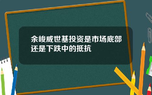 余峻威世基投资是市场底部还是下跌中的抵抗
