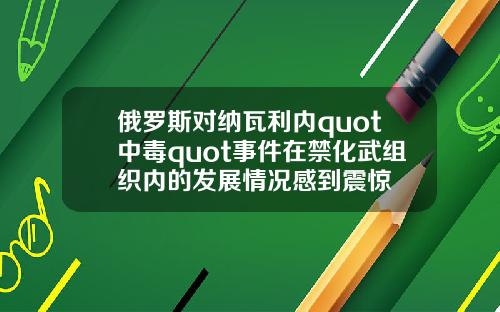 俄罗斯对纳瓦利内quot中毒quot事件在禁化武组织内的发展情况感到震惊