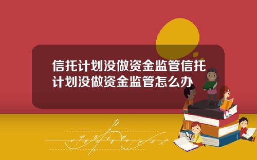 信托计划没做资金监管信托计划没做资金监管怎么办