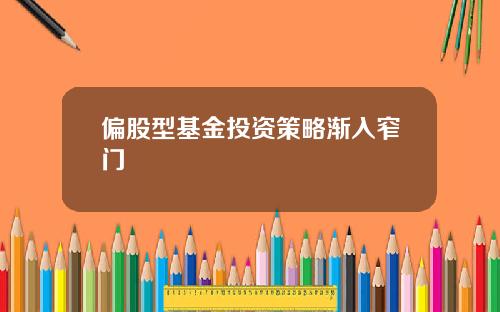 偏股型基金投资策略渐入窄门