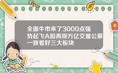 全面牛市来了3000点强势起飞A股再现万亿交量公募一致看好三大板块