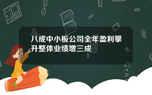 八成中小板公司全年盈利攀升整体业绩增三成