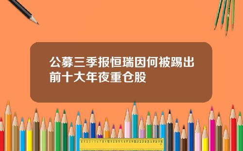 公募三季报恒瑞因何被踢出前十大年夜重仓股