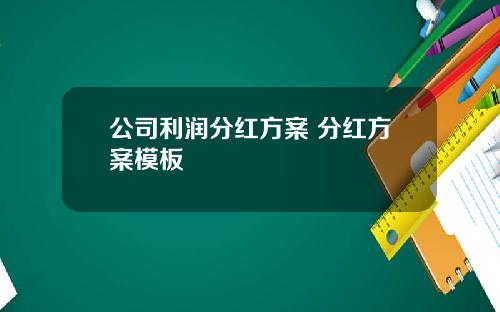 公司利润分红方案 分红方案模板