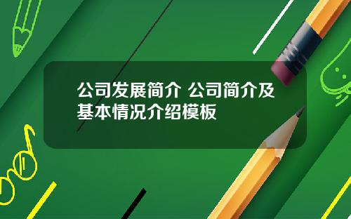公司发展简介 公司简介及基本情况介绍模板