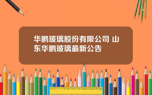华鹏玻璃股份有限公司 山东华鹏玻璃最新公告