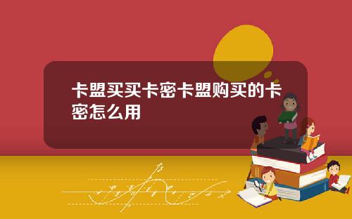 卡盟买买卡密卡盟购买的卡密怎么用