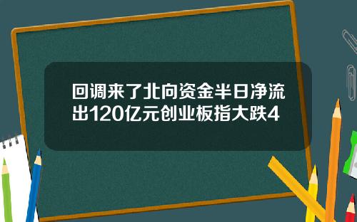 回调来了北向资金半日净流出120亿元创业板指大跌4